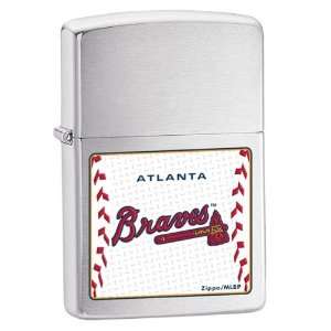  Zippo MLB Atlanta Braves Lighter (Silver, 5 1/2 x 3 1/2 cm 