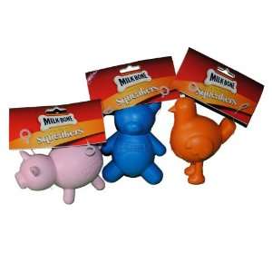  Set of 3 Milkbone Squeakers Rubber Dog Toys Pig Bear: Pet 