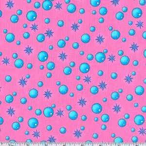  45 Wide Beez Bubbles Pink Fabric By The Yard: Arts 