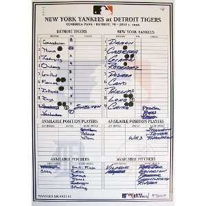  Yankees at Tigers 6 1 06 Game Used Lineup Card: Sports 