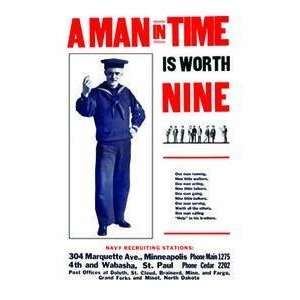  Vintage Art A man in time is worth nine   22104 6: Home 