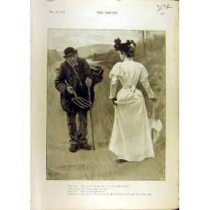  1897 Sketch Countryman Lady Gents Judge Comedy Print: Home 