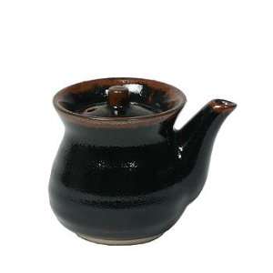  8 oz. Tenmoku Black and Brown Soy Pot: Kitchen & Dining