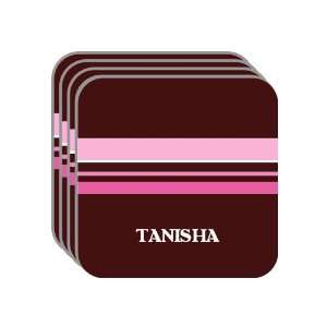 Personal Name Gift   TANISHA Set of 4 Mini Mousepad Coasters (pink 