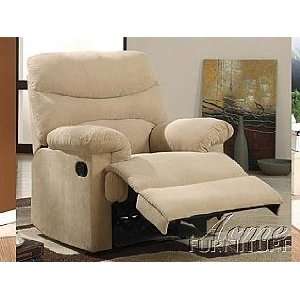   Acme Furniture Beige Microfiber Recliner Chair 00626: Home & Kitchen