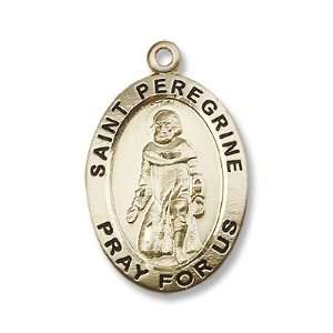   Gold Peregrine Medal Patron Saint of Cancer & Running Sores Jewelry