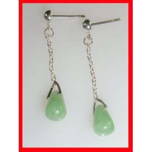   Jade Dangle Earrings Sterling Silver .925 #1084: Arts, Crafts & Sewing
