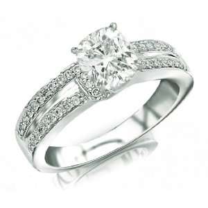    0.89 Carat Pave And Bezel Set Diamond Engagement Ring: Jewelry