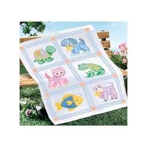  Toy Animals Baby Quilt Top Stamped Cross Stitch Kit: Home 
