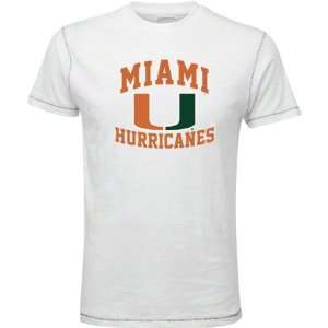  Miami Hurricanes White Aptitude Vintage T Shirt: Sports 
