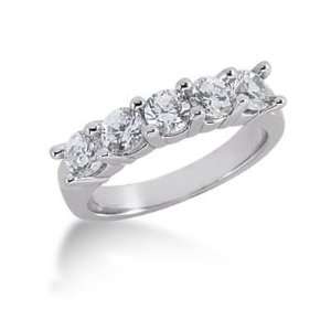 14K Gold Diamond Anniversary Wedding Ring 5 Round Brilliant Diamonds 1 