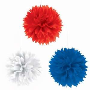  Lets Party By amscan Red, White & Blue Fluffy Decorations 
