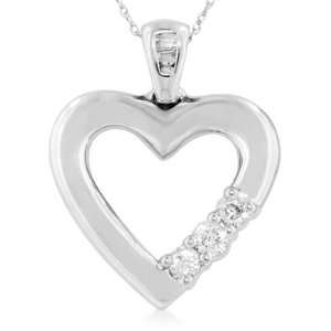   White Gold 0.26 Carat Diamond Heart Pendant with 18 Chain: Jewelry
