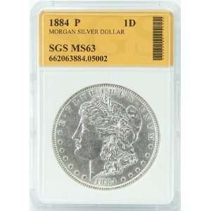  1884 P MS63 Morgan Silver Dollar SGS Graded Everything 