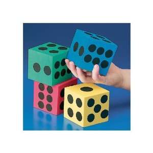    12 Asst Color Jumbo Foam Playing Dice 2 1/2 Favors