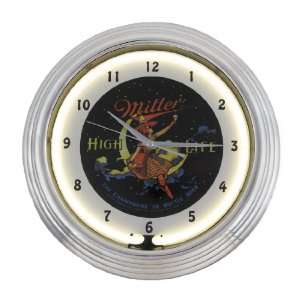  Miller High Life Girl In Moon Neon Wall Clock: Home 