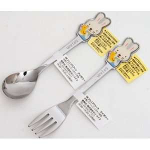   Toddler Stainless Spoon Fork Set (2 Piece) Weles From Japan   Blue