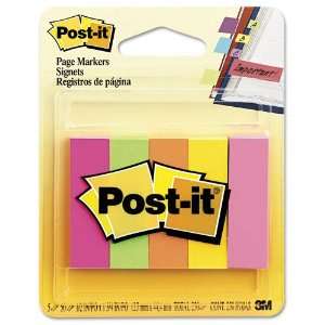 Post it® Page Markers, Five Fluorescent Colors, 100 Strips per Pad 
