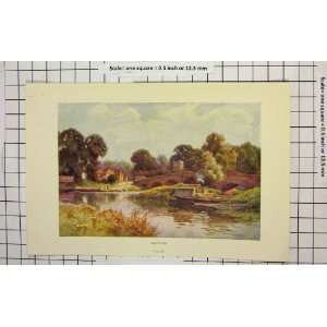   : Antique Colour Print View Sonning Canal Boat Bridge: Home & Kitchen