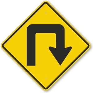  Double Right Turn Symbol Diamond Grade Sign, 24 x 24 
