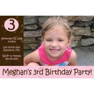  Print Your Own Photo Pink and Brown Flower Invitations 