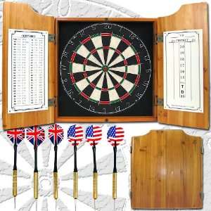   Wood Dart Cabinet with Dartboard and Darts (fls): Kitchen & Dining