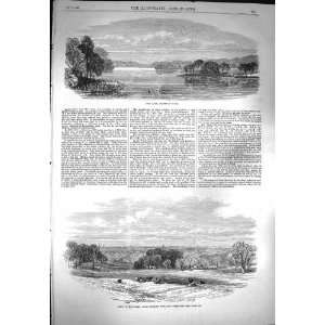  1869 View Lake Knowsley Park Liverpool Cattle Swans