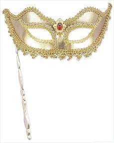 Costumes Lady Grace Gold and Lace Opera Mask w Stick  