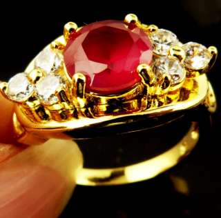 Nobby Ruby Gems 14k Yellow Gold Filled Finger Ring Size 7 MNR48  