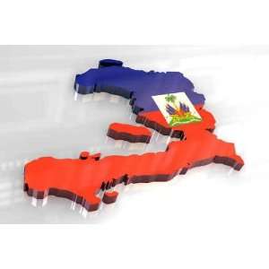  3D Flag Map of Haiti   Peel and Stick Wall Decal by 