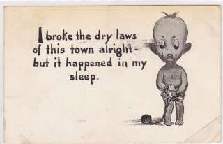 PROHIBITION DRY LAWS antique comic child art 1910s view postcard 