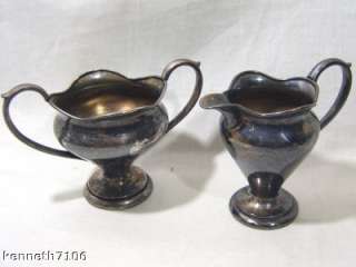 Vintage Queen City Silver Co. Cincinnati Ohio 2 pc Sugar Creamer Set 