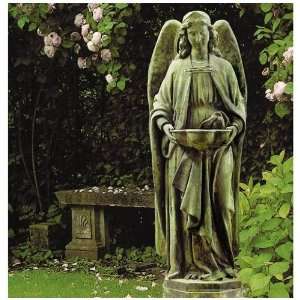   Statuary Holy Water Font Angel  Deep Sea Finish: Patio, Lawn & Garden