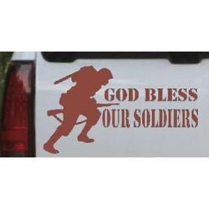 Brown 36in X 20.6in    God Bless Our Soldiers Military Car Window Wall 