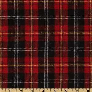 56 Wide Yarn Dyed Flannel Plaid Red/Black/Yellow Fabric 