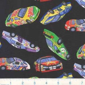  45 Wide Race Cars Black Fabric By The Yard: Arts, Crafts 