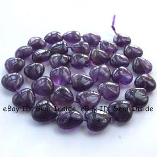 AAA 12mm Heart Shape Natural Amethyst Gemstone Beads 15  