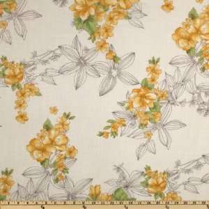  58 Wide Fleur Cotton Lawn Floral Sun Yellow Fabric By 