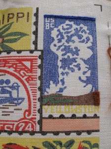 Vintage Needlepoint Canvas Postage Stamp 15 x 13 Great Design  