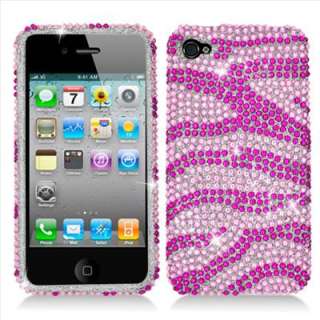 Pink Zebra Bling Hard Case Cover Verizon iPhone 4 4G  