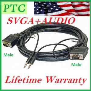 100FT SVGA Super VGA Monitor Cable W 3.5mm Audio Stereo  