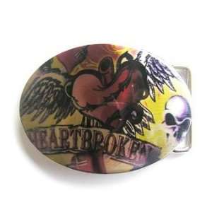  Heartbroken Graffiti Oval Belt Buckle