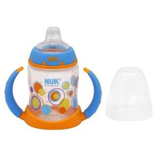 NUK Trendline Silicone Spout Learner Cup, Blue/Orange Dots, 5 Ounce
