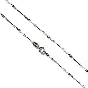  Flat Bar Figaro Chain Silver Necklace Jewelry