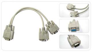 to 2 VGA SVGA Y monitor video Splitter + 2X VGA Cable  