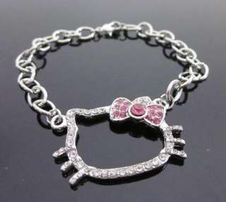 hello kitty KT pink bow bracelet crystal quality Z13  