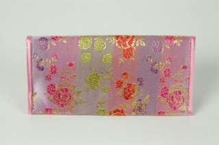 SILK BROCADE WALLET Pink Blossom Chinese Asian Clutch  
