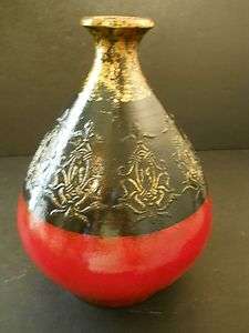 vintage Pottery Pot a True Work Of unknown Art Pottery Red Black 