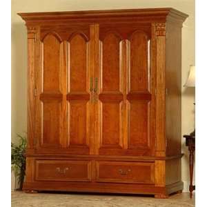    Wide Cabineted Entertainment Center Armoire (Classic Cherry) BHT CC