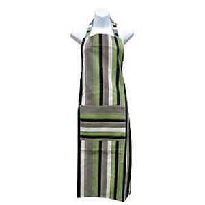  Maison Plus Apron   Stripe   Black/Green/Taupe